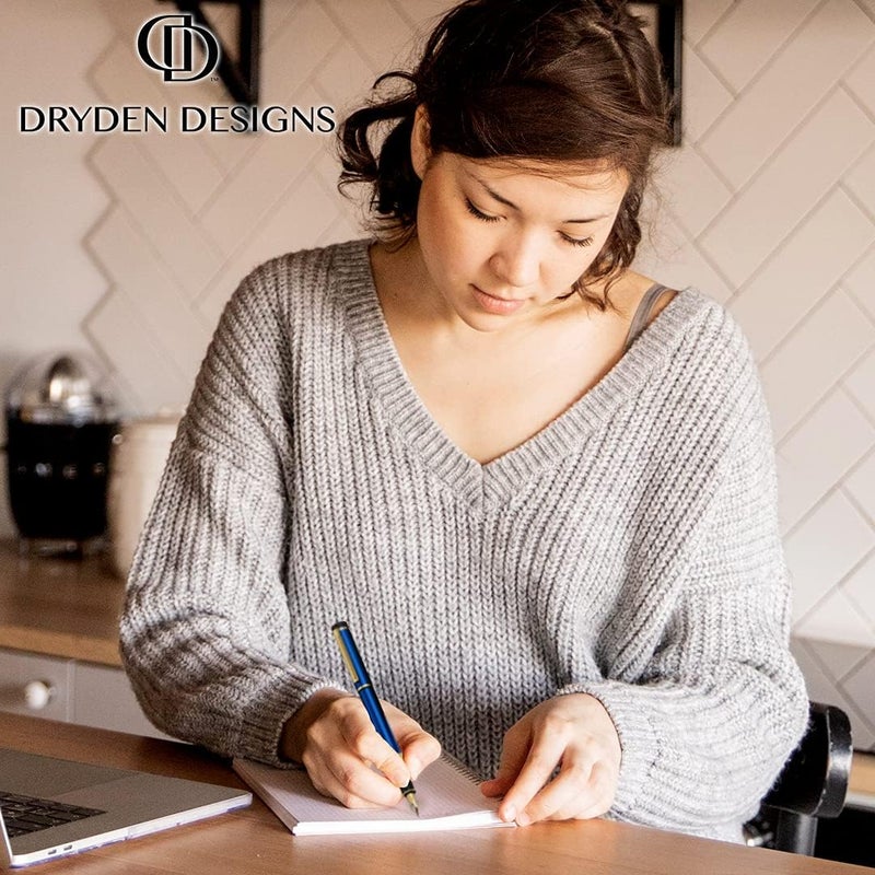 Dryden Designs Fountain Pen. Medium Nib Premium Box | 6 Ink Cartridges Included (Metallic Silver) - Image 5